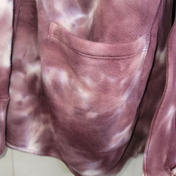 Joylab Nwt Women's French Terry tie dye maroon Cardigan size Small - Picture 5 of 9